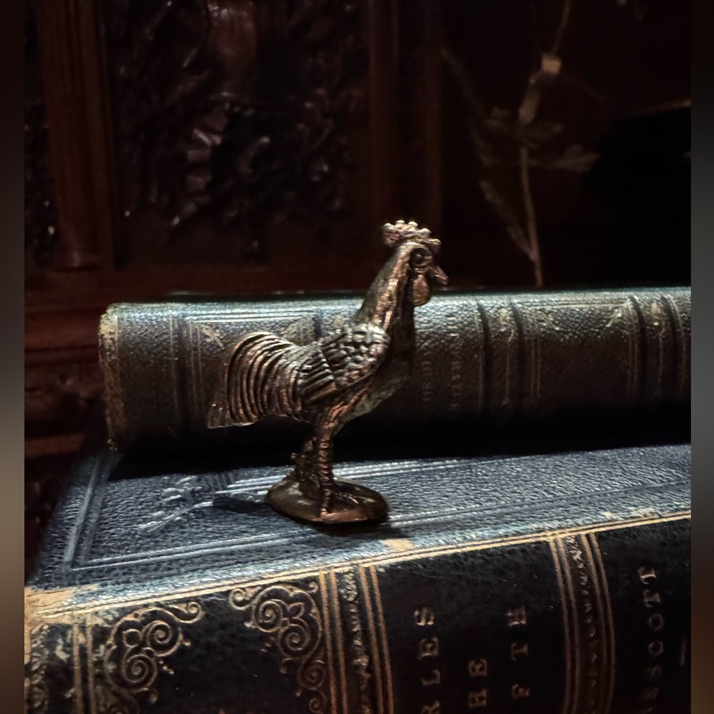 Solid Brass Standing Rooster Vintage-style Sculpture Desk Decor - Picture 3 of 12